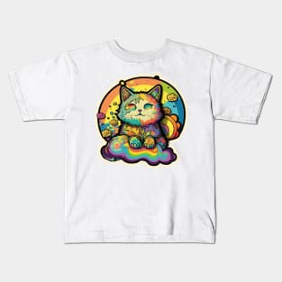 Groovy Psychedelic Cat Kids T-Shirt